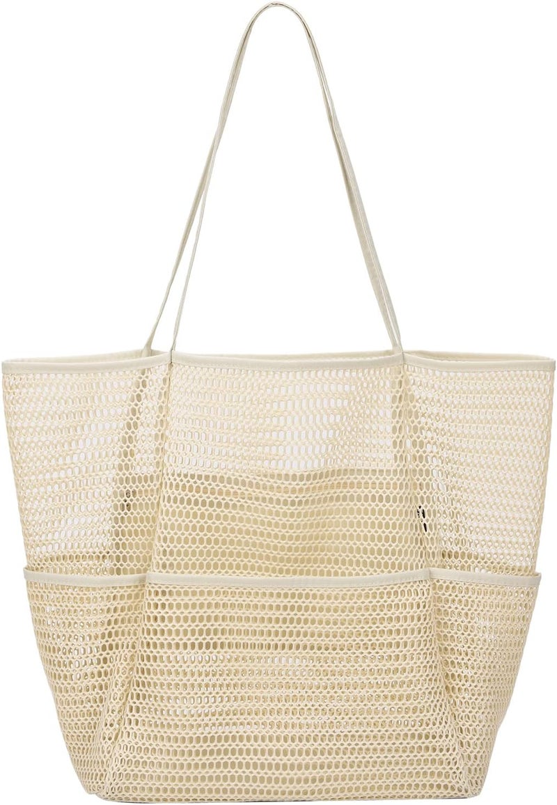 Tainehs Beach Bag - Mesh Tote Bag Beach Vacation Clothes for Women Pool Bag for Travel Pool Family Cruise Essentials 2025 - Image 1